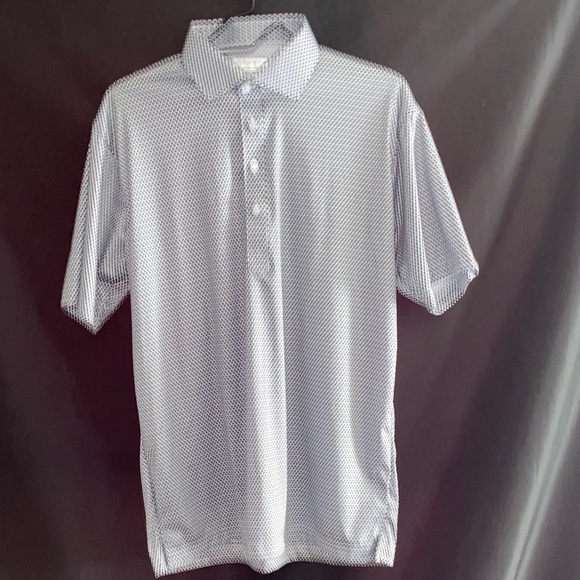 NWOT COLLARS & CO MENS SIZE MEDIUM BLACK WHITE SQUARE PRINTPOLO Shirt